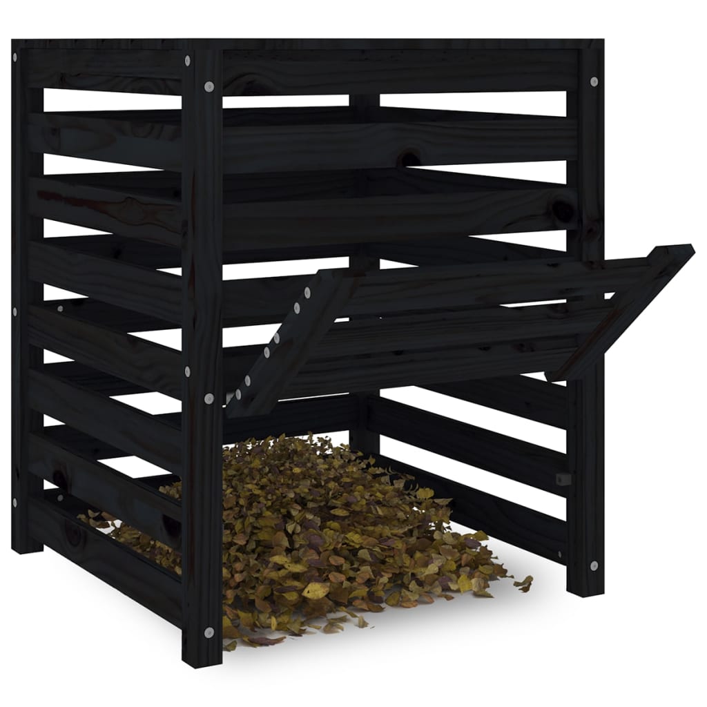vidaXL komposter, must, 63,5 x 63,5 x 77,5 cm, männipuit
