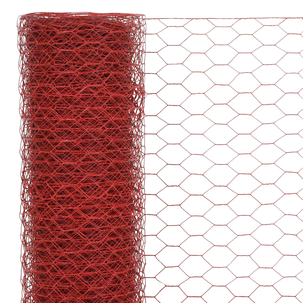 vidaXL kanade traataed teras, PVC kattega 25 x 1 m, punane