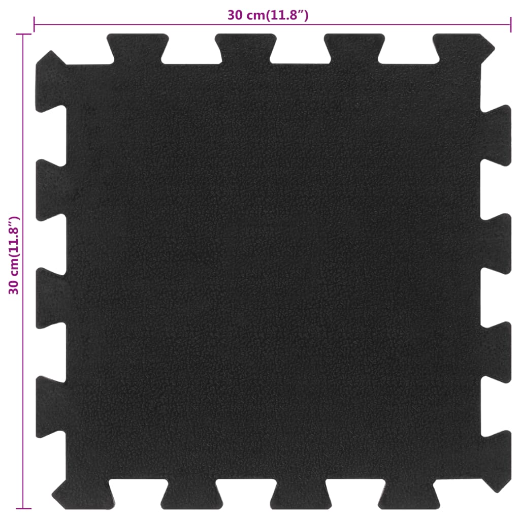 vidaXL kummist põrandamatid 9 tk, must, 16 mm, 30 x 30 cm