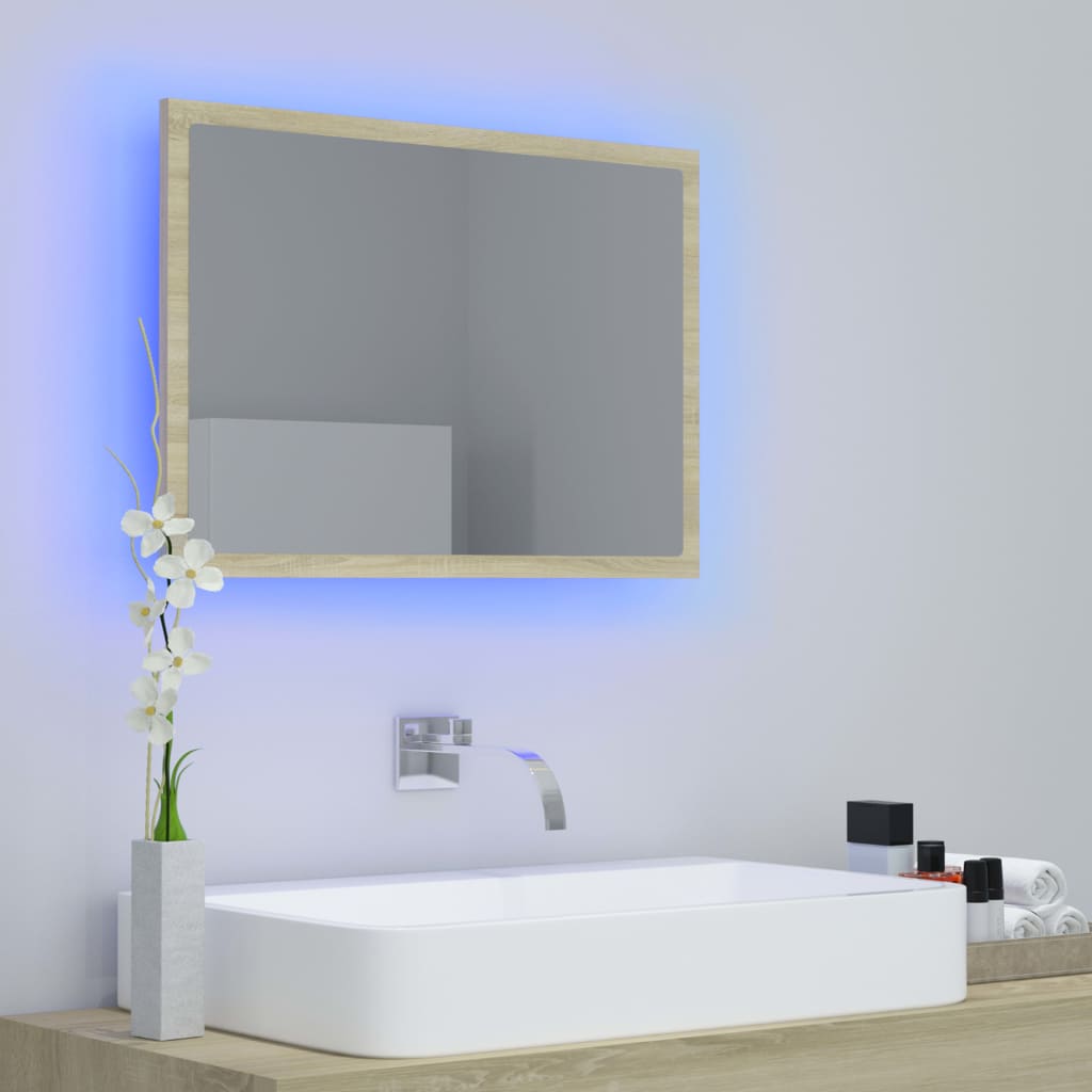 vidaXL LED vannitoa peeglikapp, Sonoma tamm, 60x8,5x37 cm, akrüül
