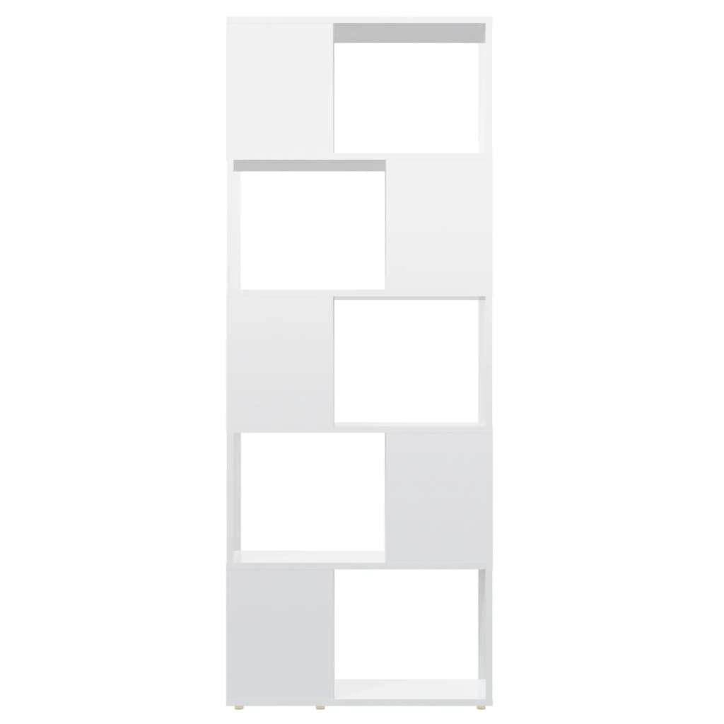 vidaXL raamaturiiul/ruumijagaja, kõrgläikega valge, 60 x 24 x 155 cm