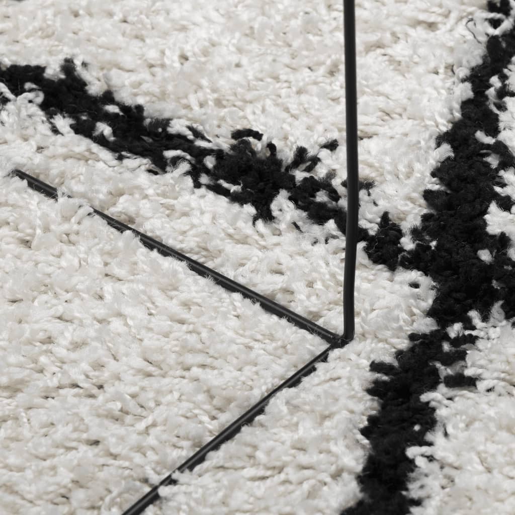 vidaXL kõrge narmaga Shaggy vaip "PAMPLONA", kreemjas/must 160x230 cm