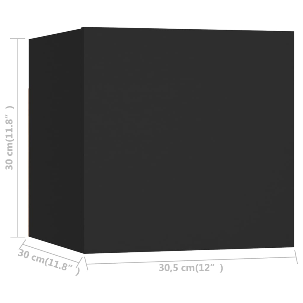 vidaXL seinale kinnitatavad telerikapid, 2 tk, must, 30,5x30x30 cm