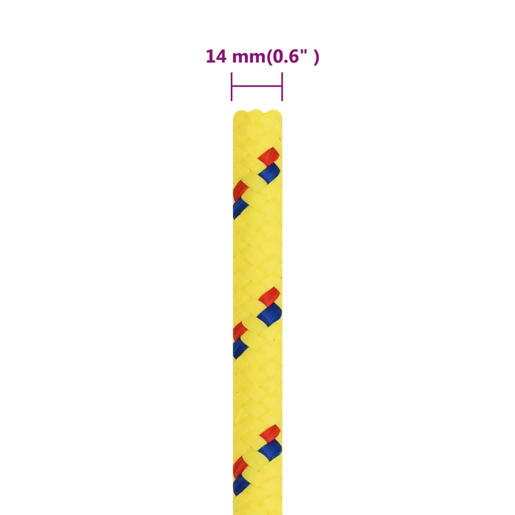 vidaXL paadiköis, kollane, 14 mm, 250 m, polüpropüleen