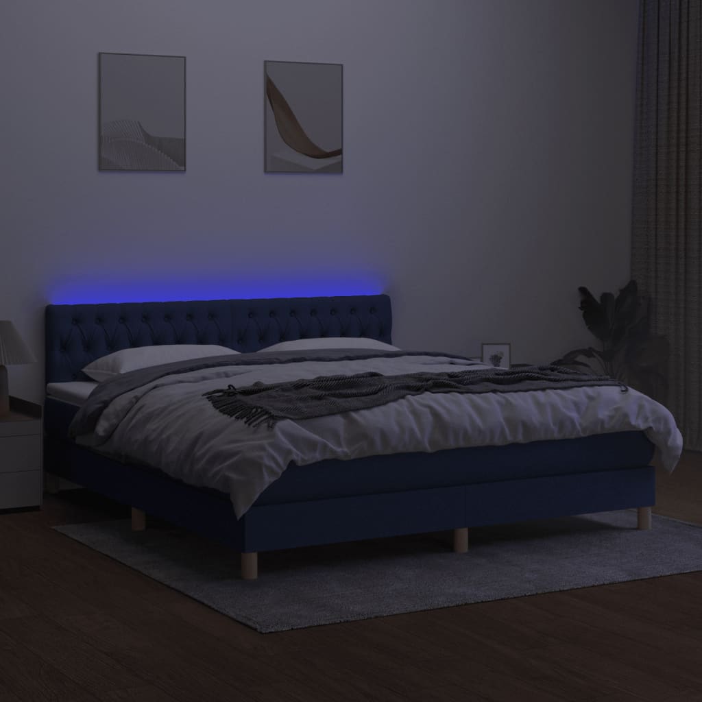 vidaXL kontinentaalvoodi madrats ja LED, sinine, 160x200 cm, kangas