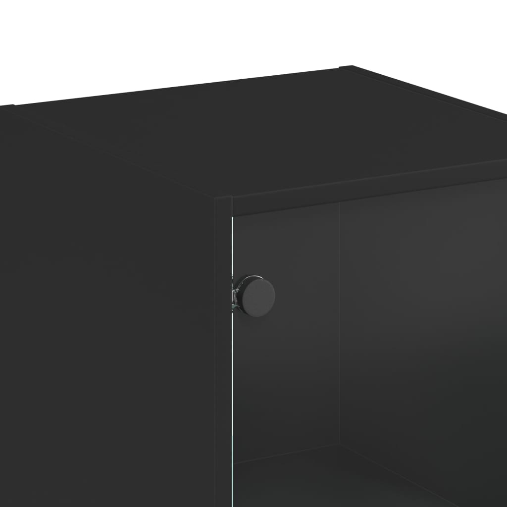 vidaXL kõrge kapp klaasuksega, must, 35 x 37 x 142 cm