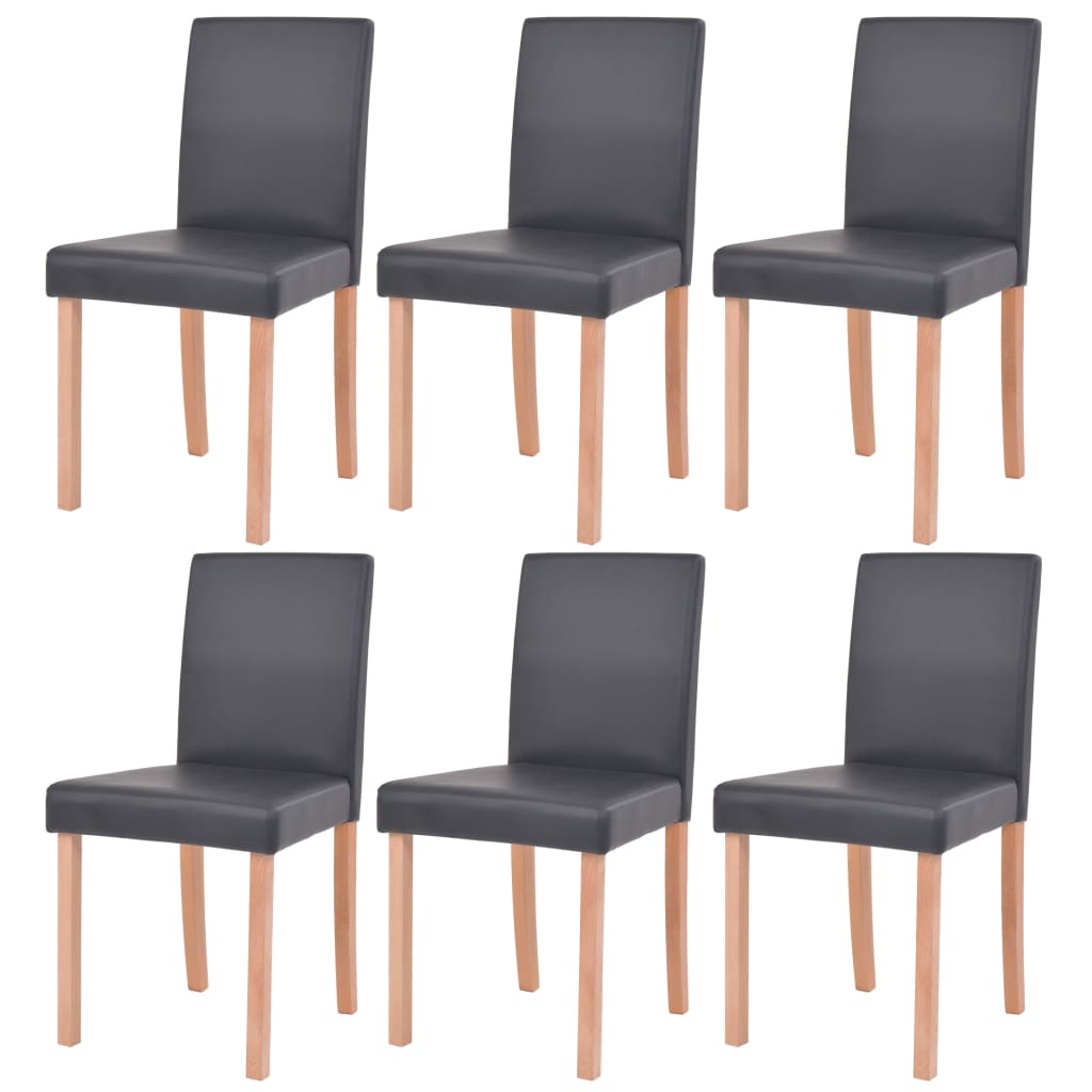vidaXL söögilaud ja toolid, 7 osa, kunstnahast ja tammepuidust, must
