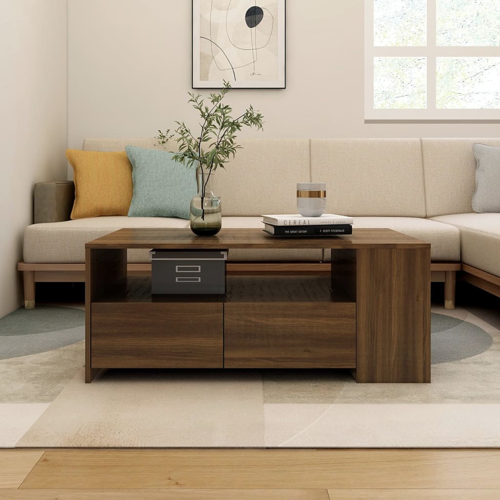 vidaXL kohvilaud, pruun tamm, 102 x 55 x 42 cm, tehispuit