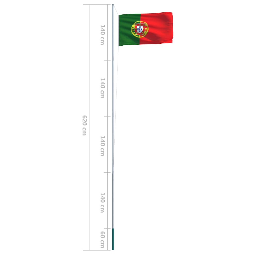 vidaXL Portugali lipp ja lipumast, alumiinium, 6,2 m
