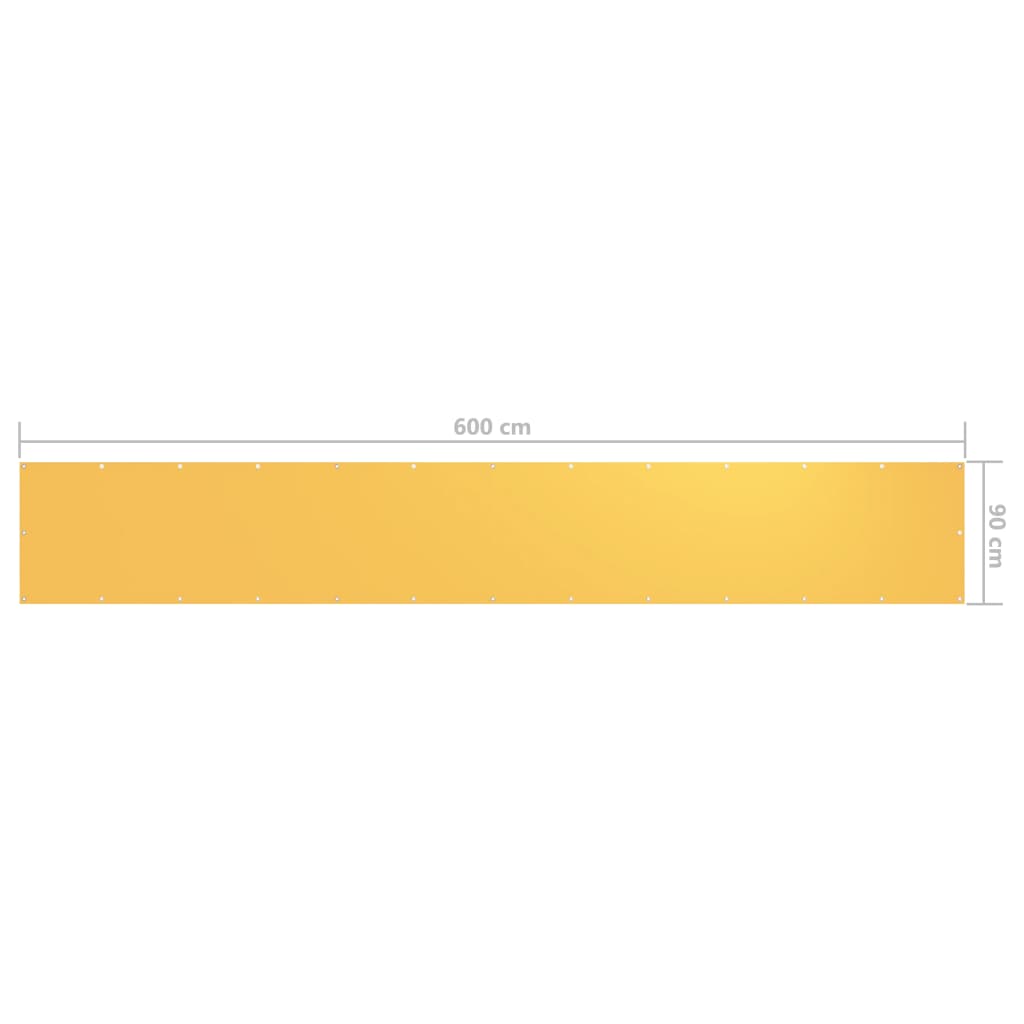vidaXL rõdusirm, kollane, 90 x 600 cm, oxford-kangas