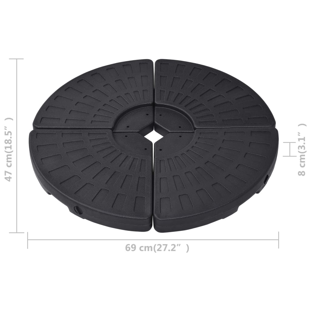 vidaXL päikesevarju alus, lehvikukujuline, 4 tk must