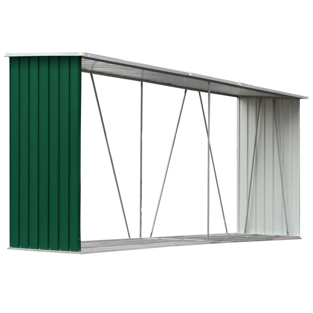 vidaXL puukuur tsingitud terasest, 330 x 84 x 152 cm, roheline