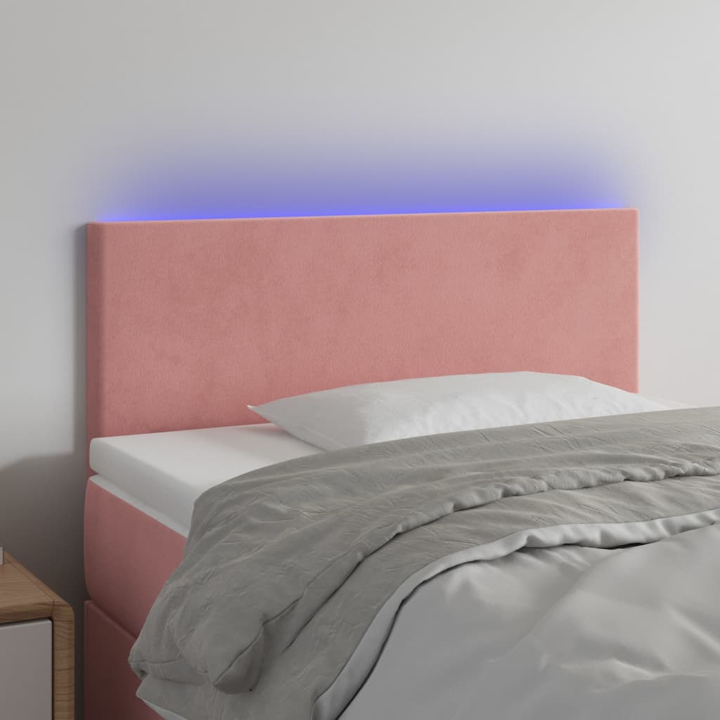 vidaXL LED-voodipeats, roosa, 80x5x78/88 cm, samet