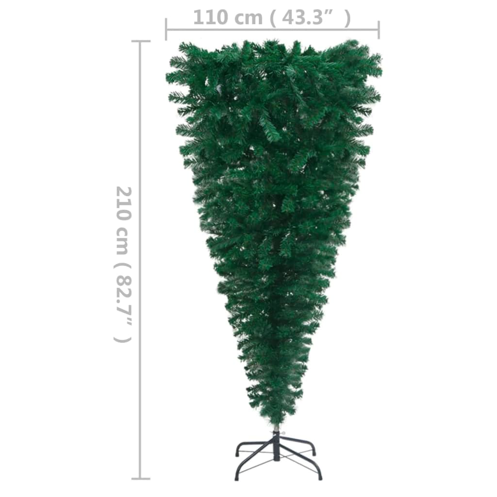 vidaXL tagurpidi kunstkuusk, valgustatud, roheline, 210 cm