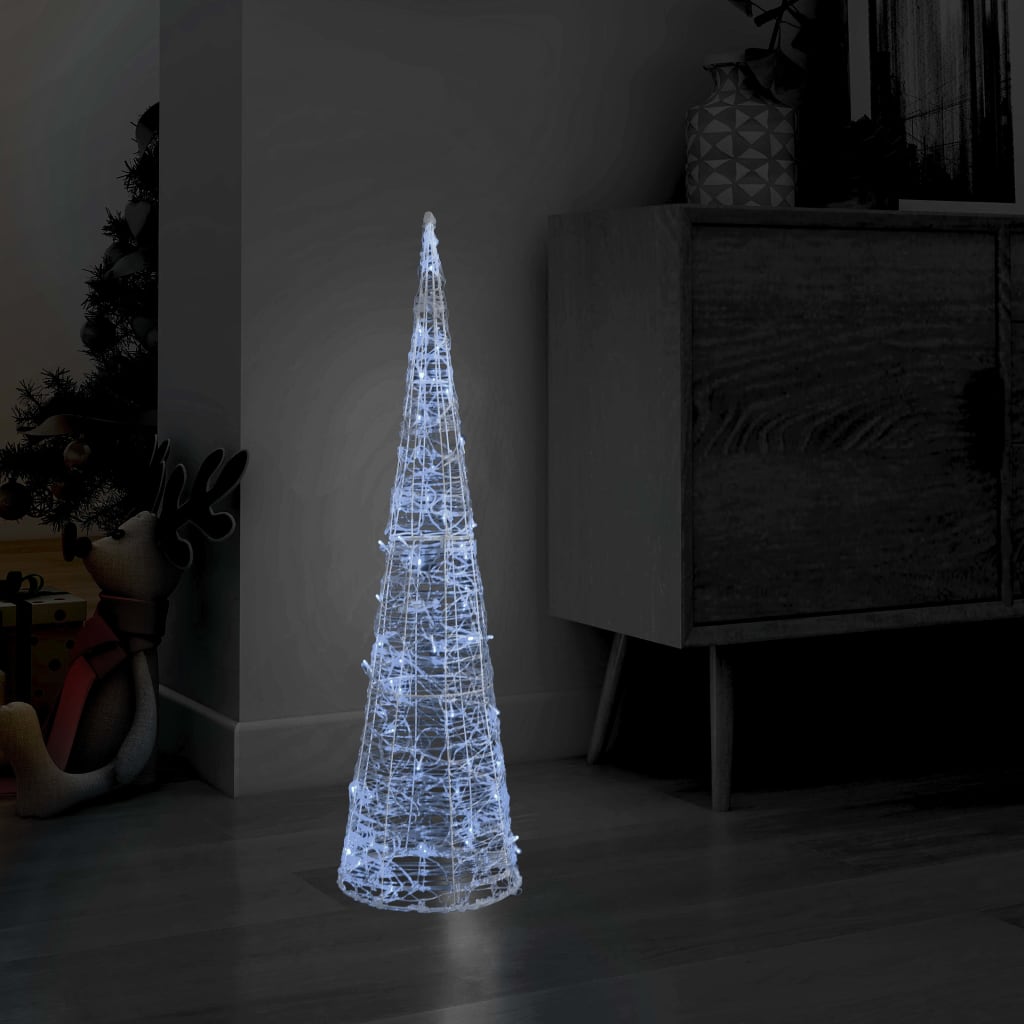 vidaXL akrüülist valguspüramiid, LED-tuli, koonus, külm valge 90 cm