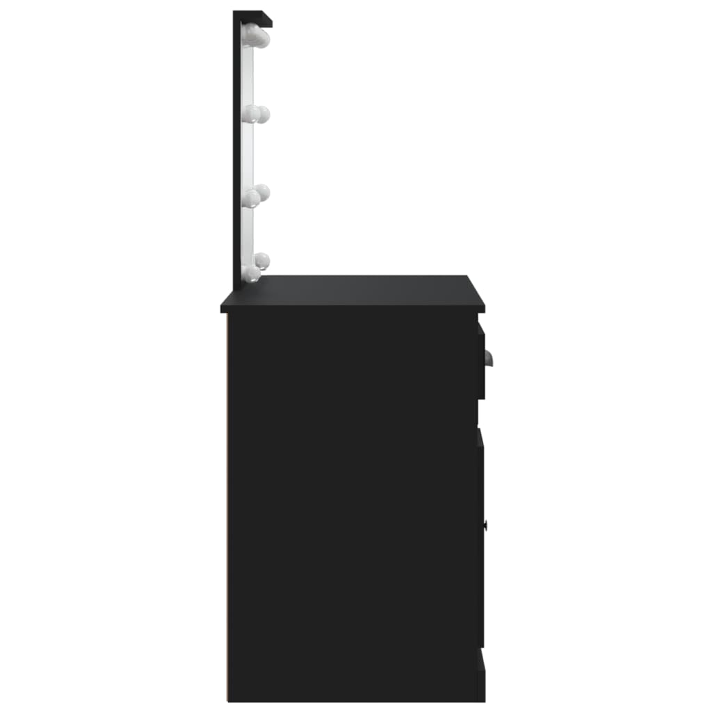 vidaXL LED-valgustusega tualettlaud, must, 90 x 42 x 132,5 cm