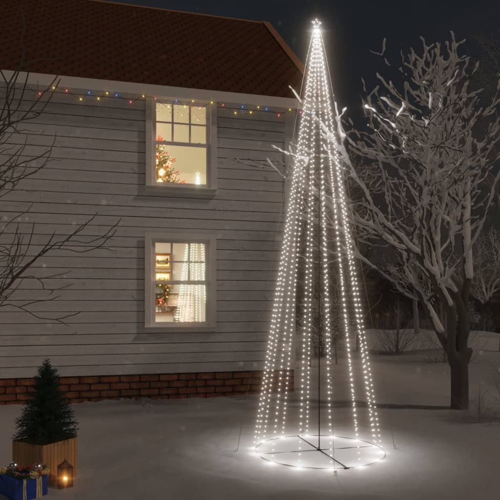 vidaXL koonusekujuline jõulupuu, külm valge, 1134 LEDi, 230 x 800 cm
