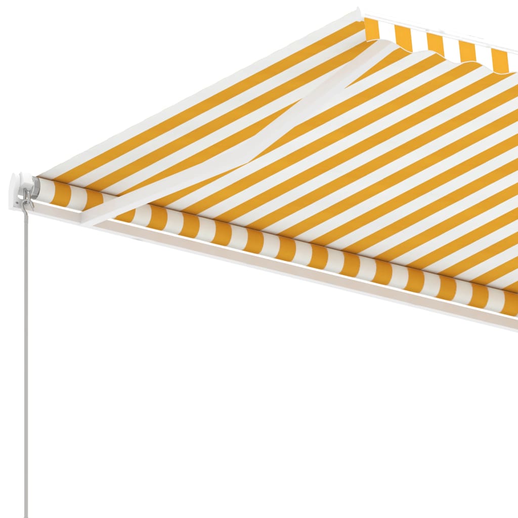 vidaXL iseseisev käsitsitõmmatav varikatus, 600x350 cm, kollane/valge