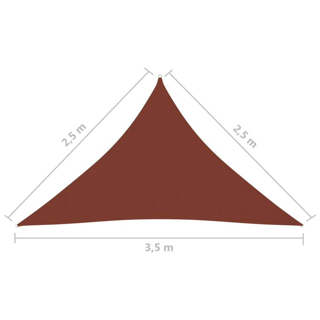vidaXL päikesepuri, oxford-kangas, kolmnurk, 2,5x2,5x3,5 m, terrakota