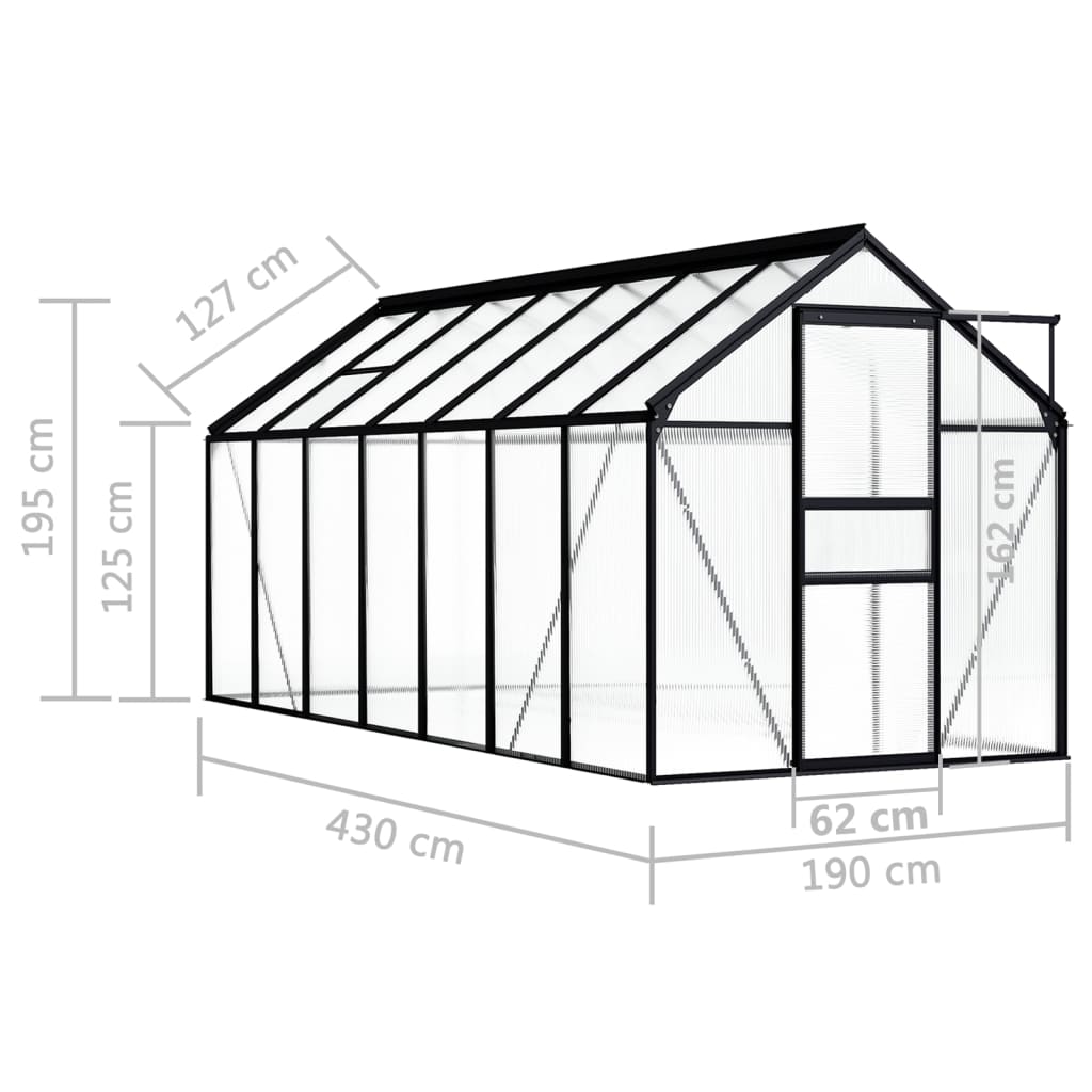 vidaXL kasvuhoone, antratsiithall, alumiiniumist 8,17 m²