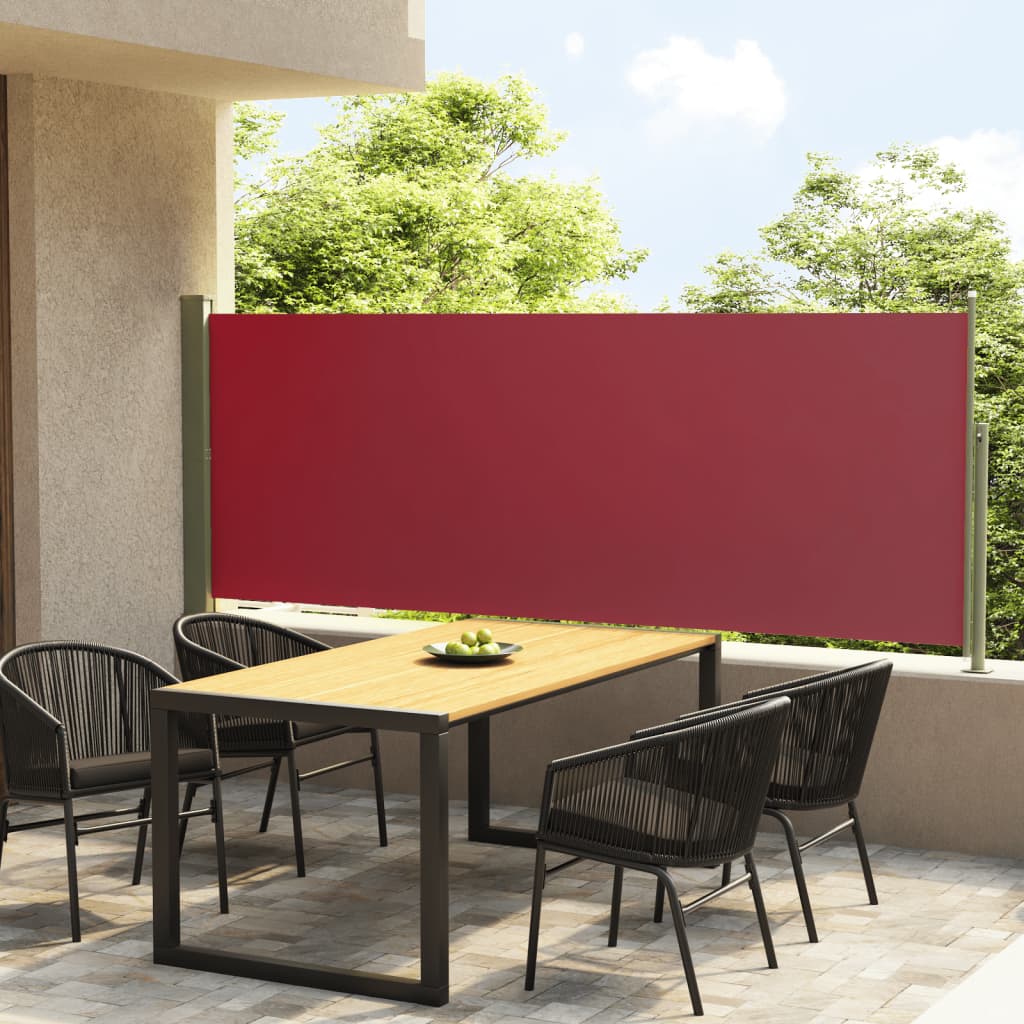 vidaXL lahtitõmmatav terrassi külgsein, 117 x 300 cm, punane