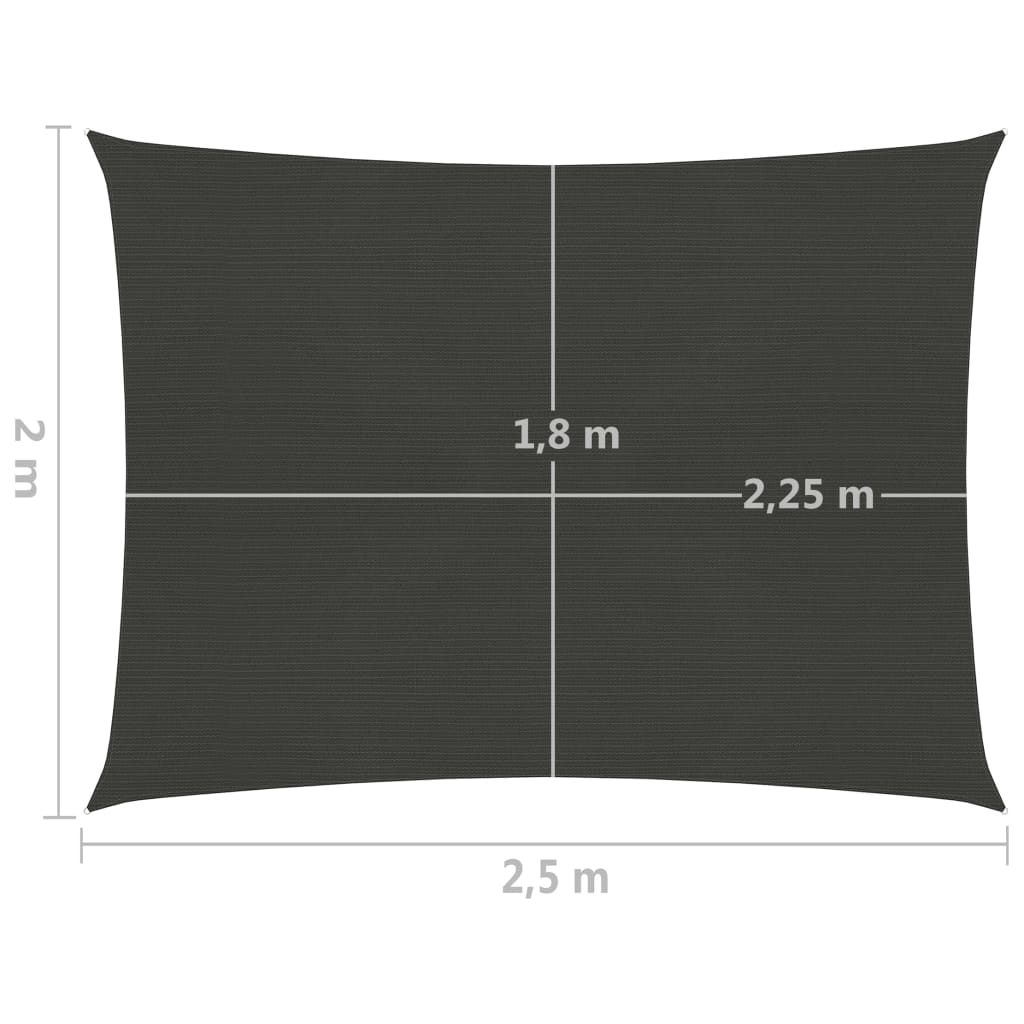 vidaXL päikesepuri 160 g/m² antratsiithall, 2 x 2,5 m HDPE