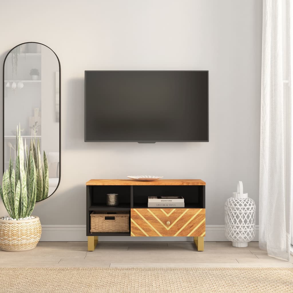 vidaXL TV kapp, pruun ja must, 80x33,5x46 cm, mangopuit