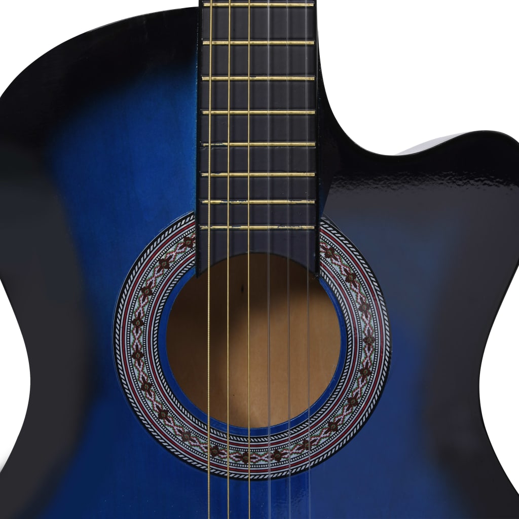 vidaXL Western klassikaline kitarr 6 keelega, sinine, varjuga, 38''