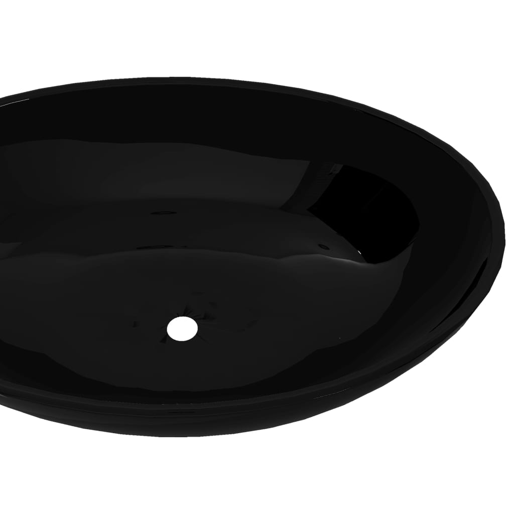 Luksuslik keraamiline kraanikauss ovaalsekujuga must 40 x 33 cm