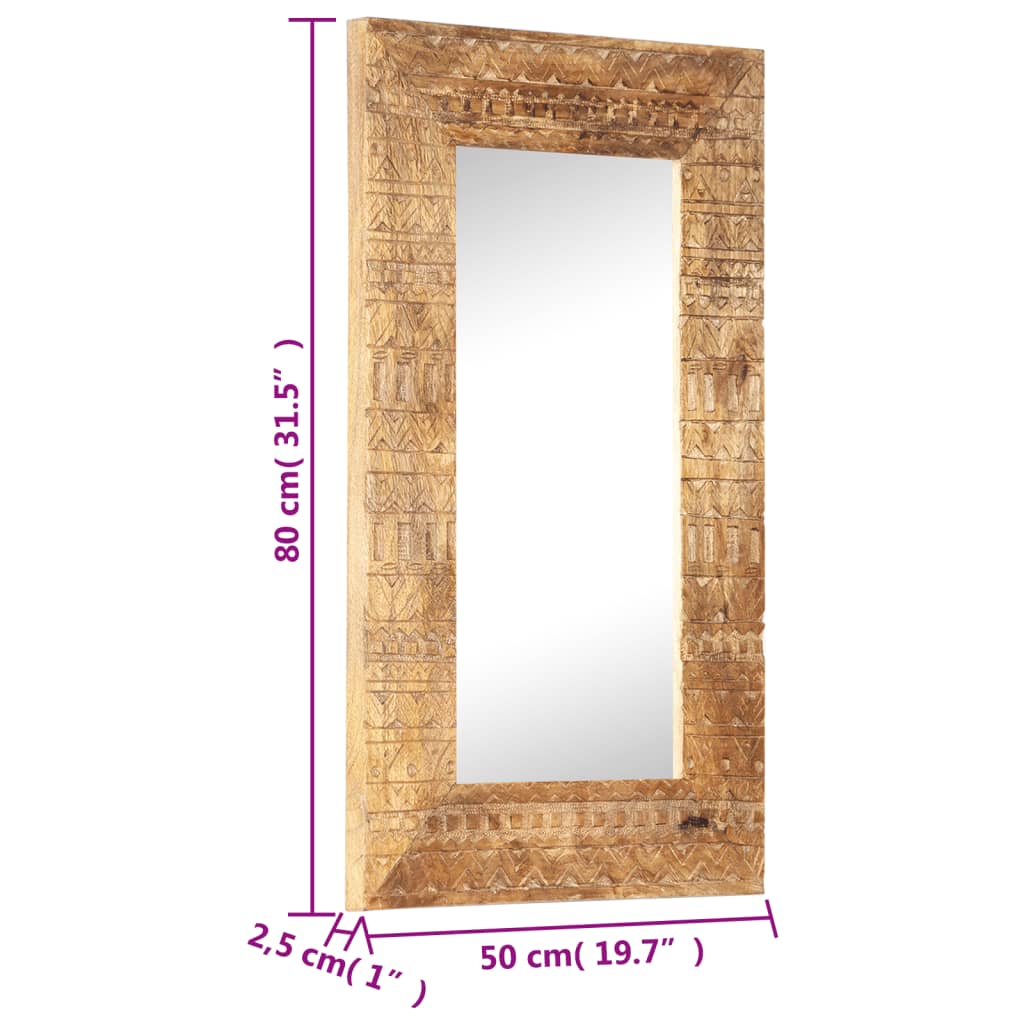 vidaXL, käsitsi nikerdatud peegel, 80x50x2,5 cm, mangopuit