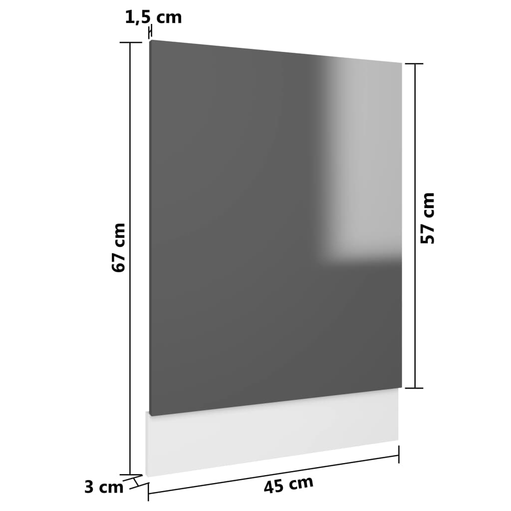 vidaXL nõudepesumasina paneel, hall, 45 x 3 x 67 cm, puitlaastplaat