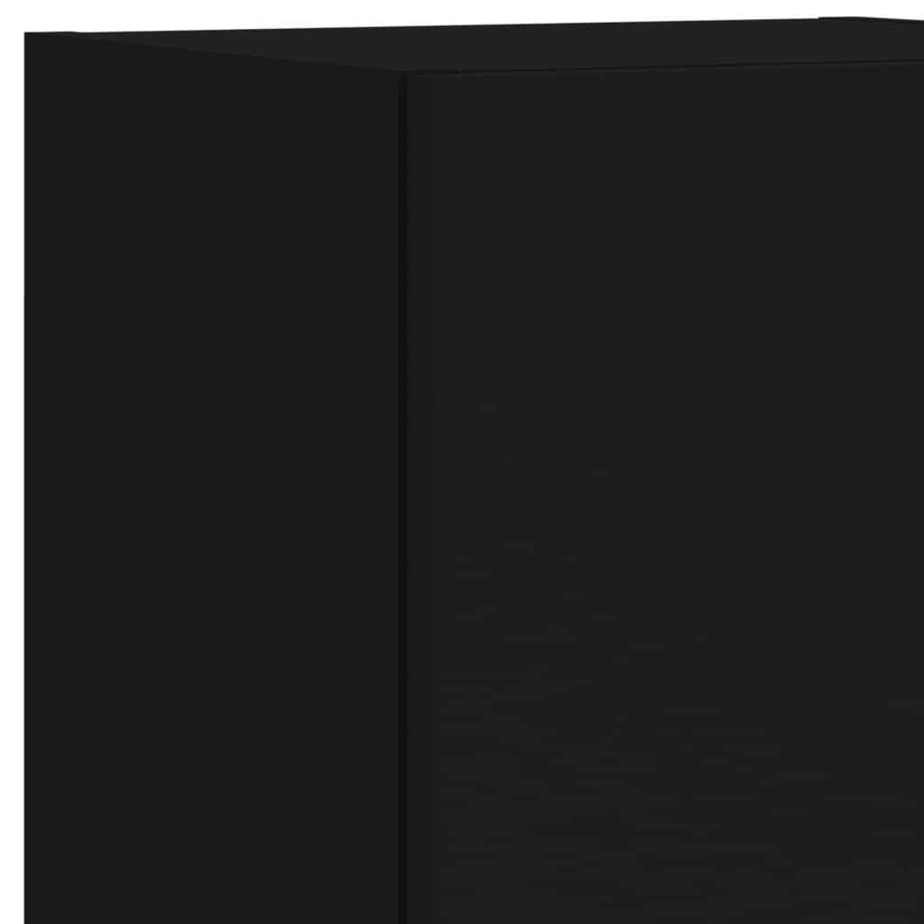 vidaXL 7-osaline teleri seinakappide komplekt LED-tuledega, must