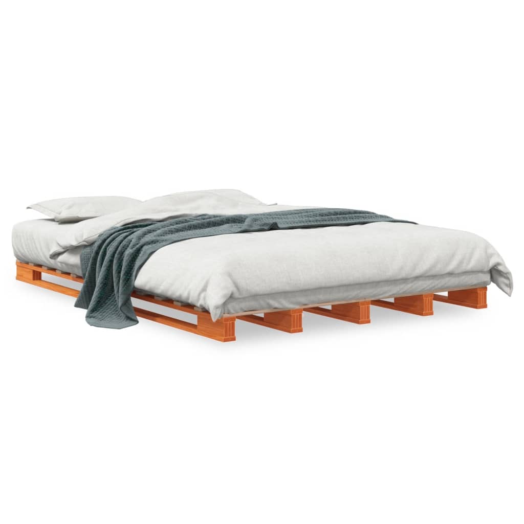 vidaXL kaubaalustest voodi, vahapruun, 140 x 200 cm, männipuit
