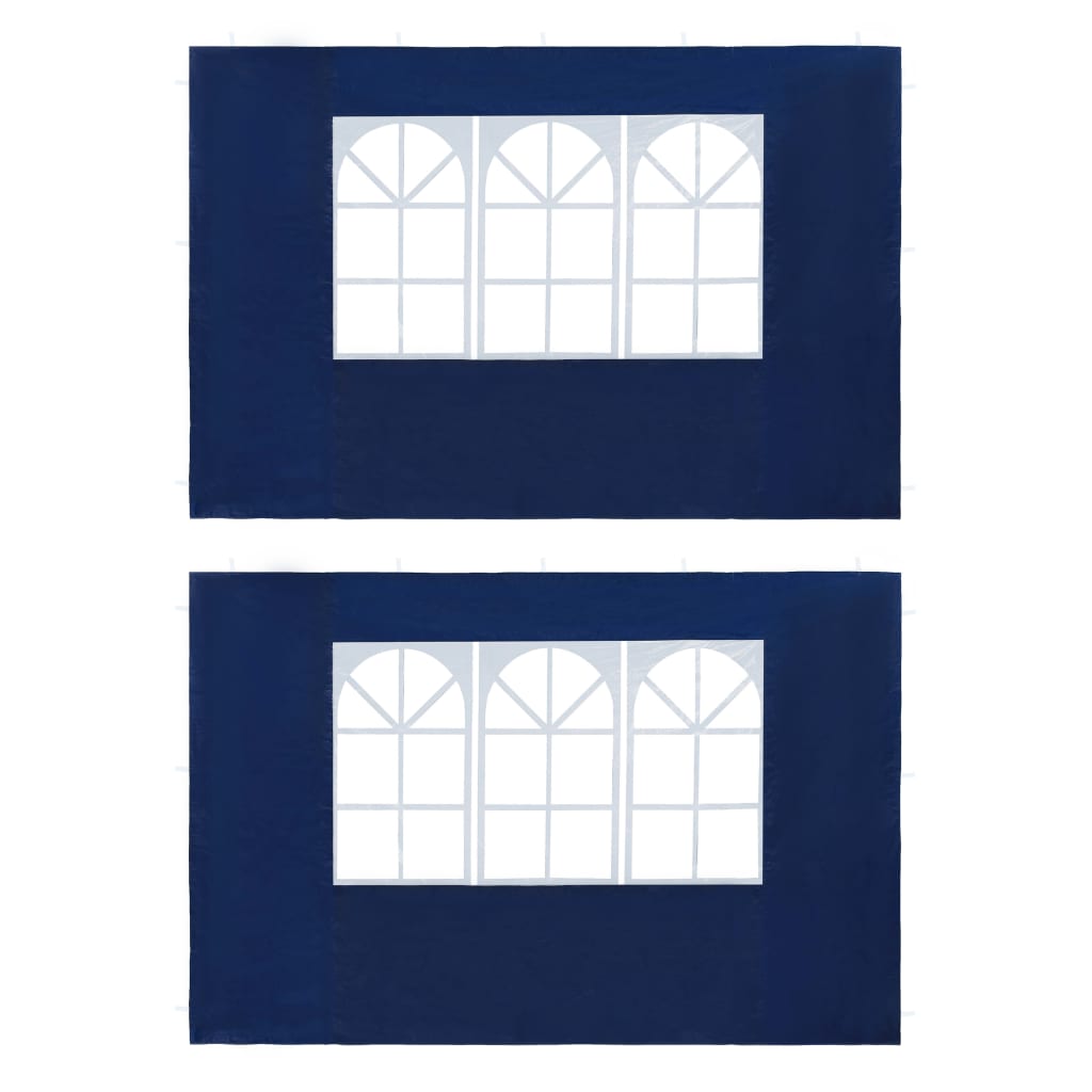 vidaXL peotelgi külgseinad 2 tk, aknaga, PE, sinine