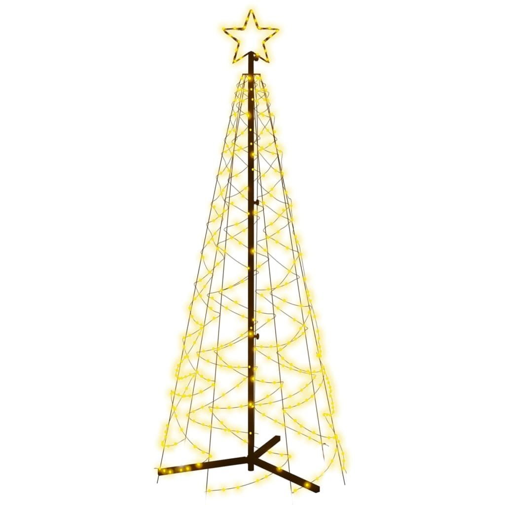 vidaXL koonusekujuline jõulupuu, soe valge, 200 LEDi, 70 x 180 cm