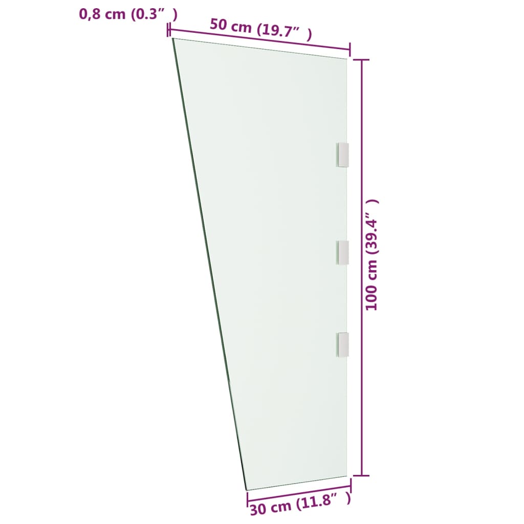vidaXL ukse varikatuse külgpaneel, läbipaistev 50x100 cm, klaas