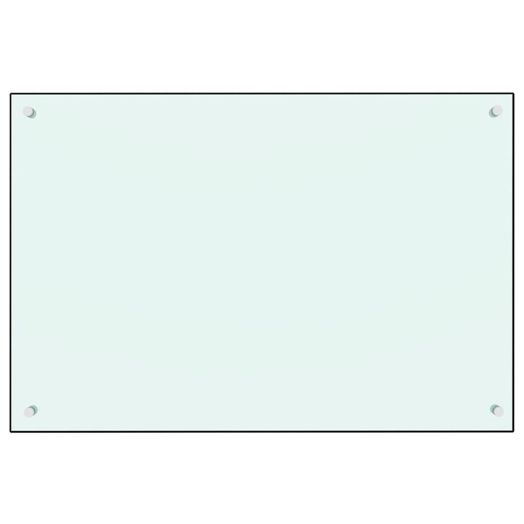 vidaXL köögi pritsmekaitse, valge, 90 x 60 cm, karastatud klaas