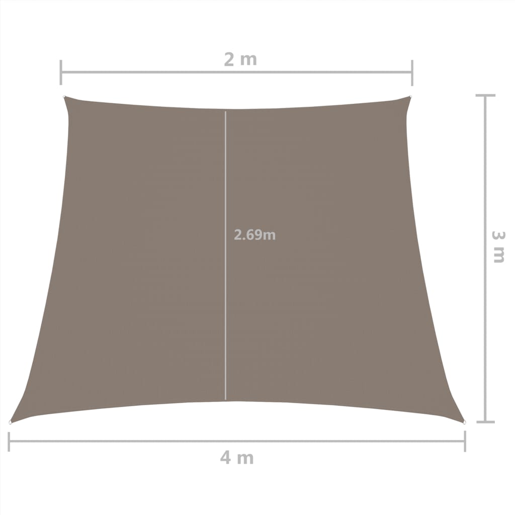 vidaXL oxford-kangast päikesepuri, trapets, 2/4x3 m m, pruunikashall