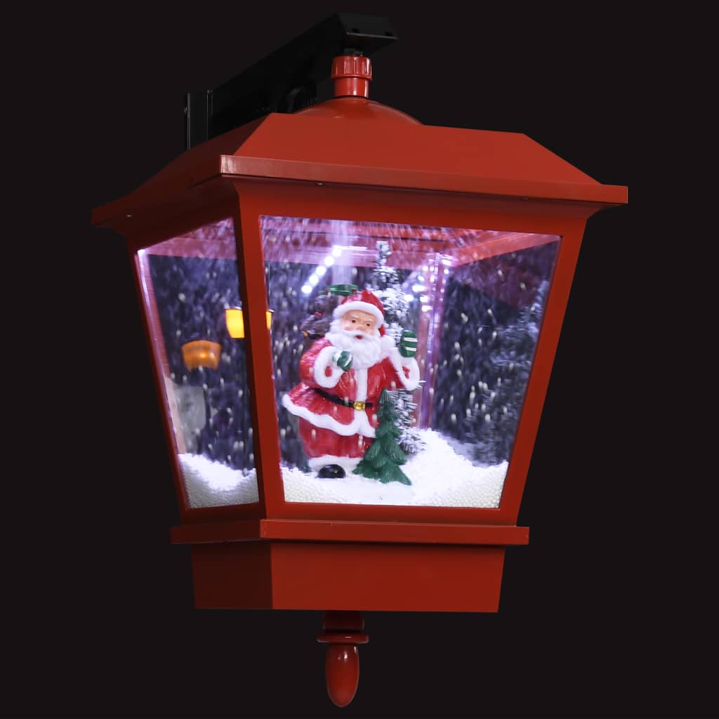 vidaXL jõulu seinalamp LED-tulede ja jõuluvanaga, punane, 40 x 27 x 45 cm