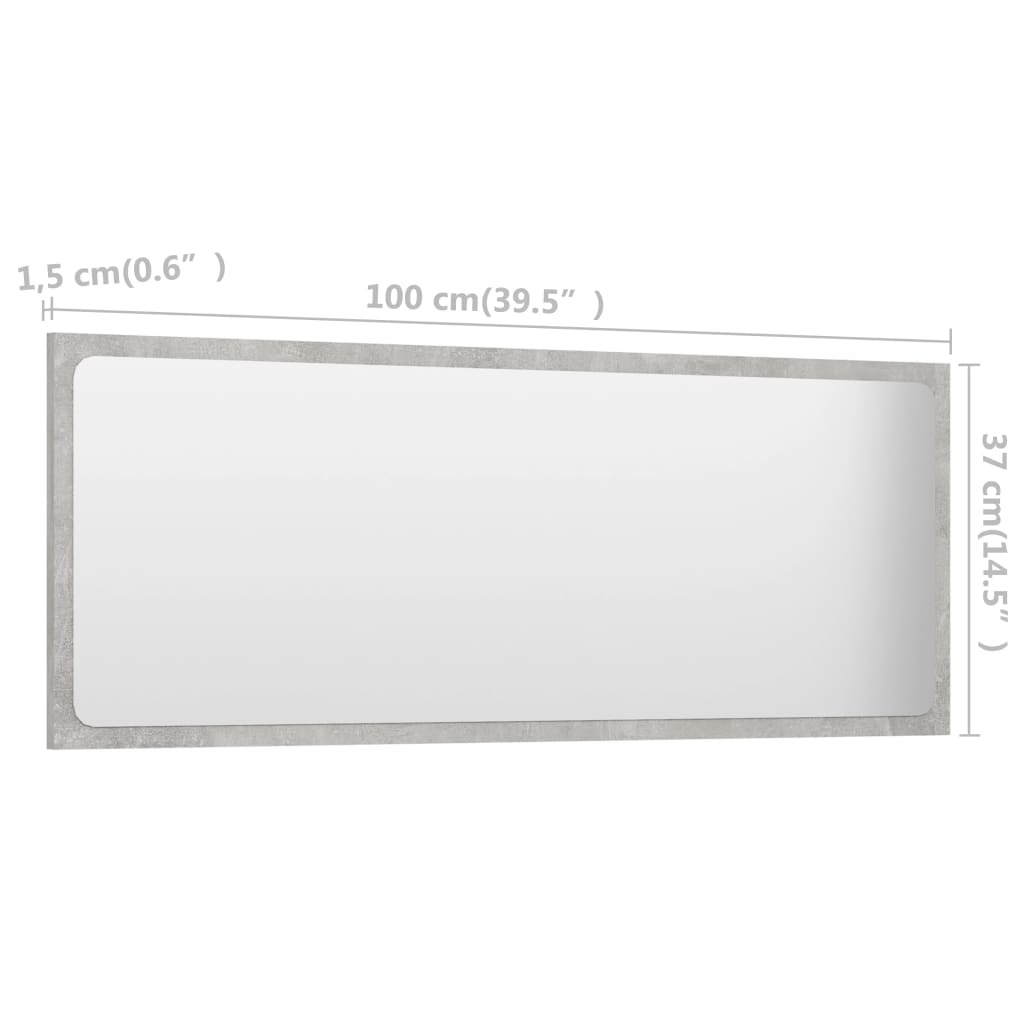 vidaXL vannitoa peeglikapp, betoonhall, 100x1,5x37 cm, puitlaastplaat