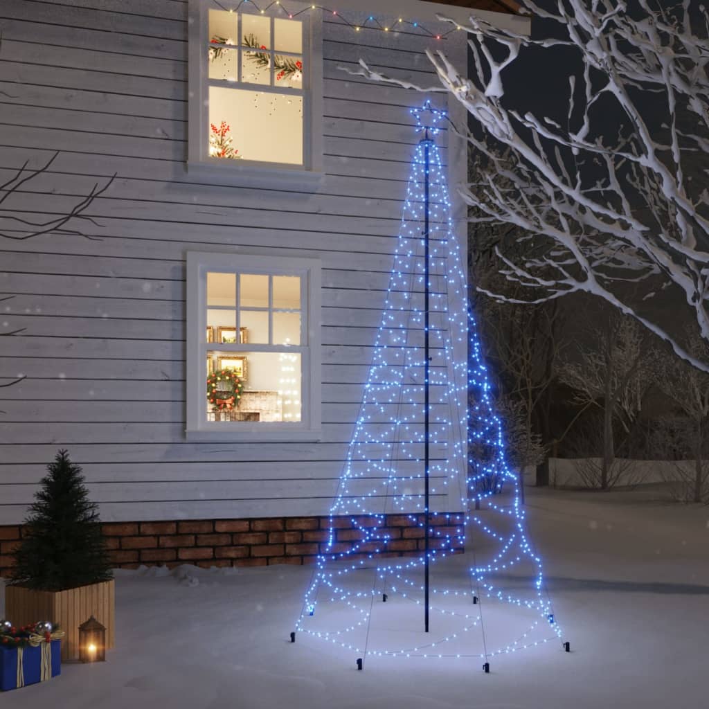 vidaXL jõulupuu metallist postiga, 500 LEDi, sinine, 3 m