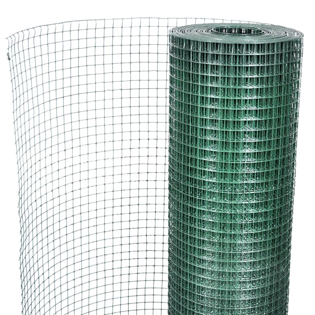 vidaXL kanade traataed, PVC-kattega tsingitud teras, 25x1 m, roheline