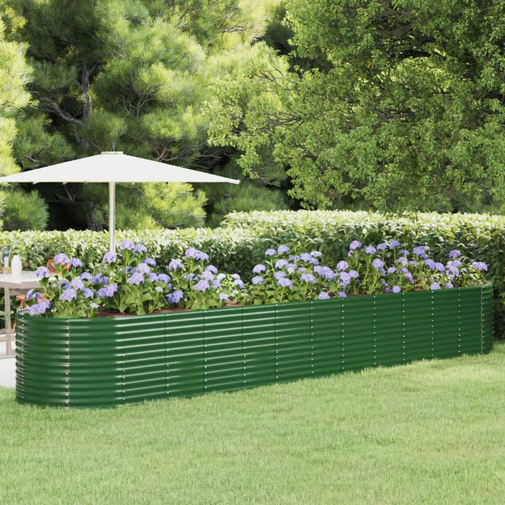 vidaXL aia taimelava, pulbervärvitud teras, 507x100x68 cm, roheline
