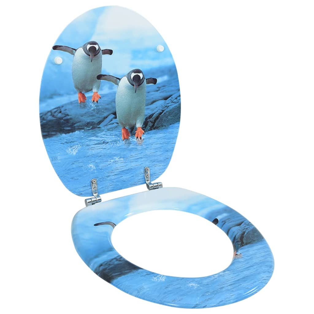 vidaXL WC prill-laud kaanega, MDF, pingviinidisainiga