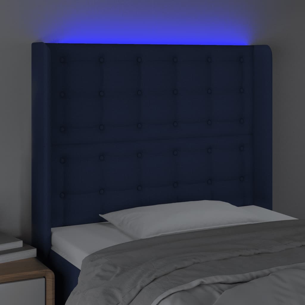 vidaXL LED-voodipeats, sinine, 83x16x118/128 cm, kangas