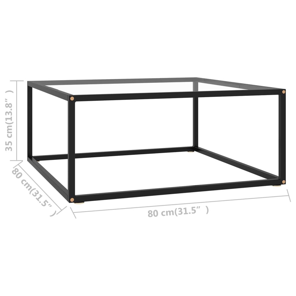 vidaXL kohvilaud, must, karastatud klaas, 80 x 80 x 35 cm
