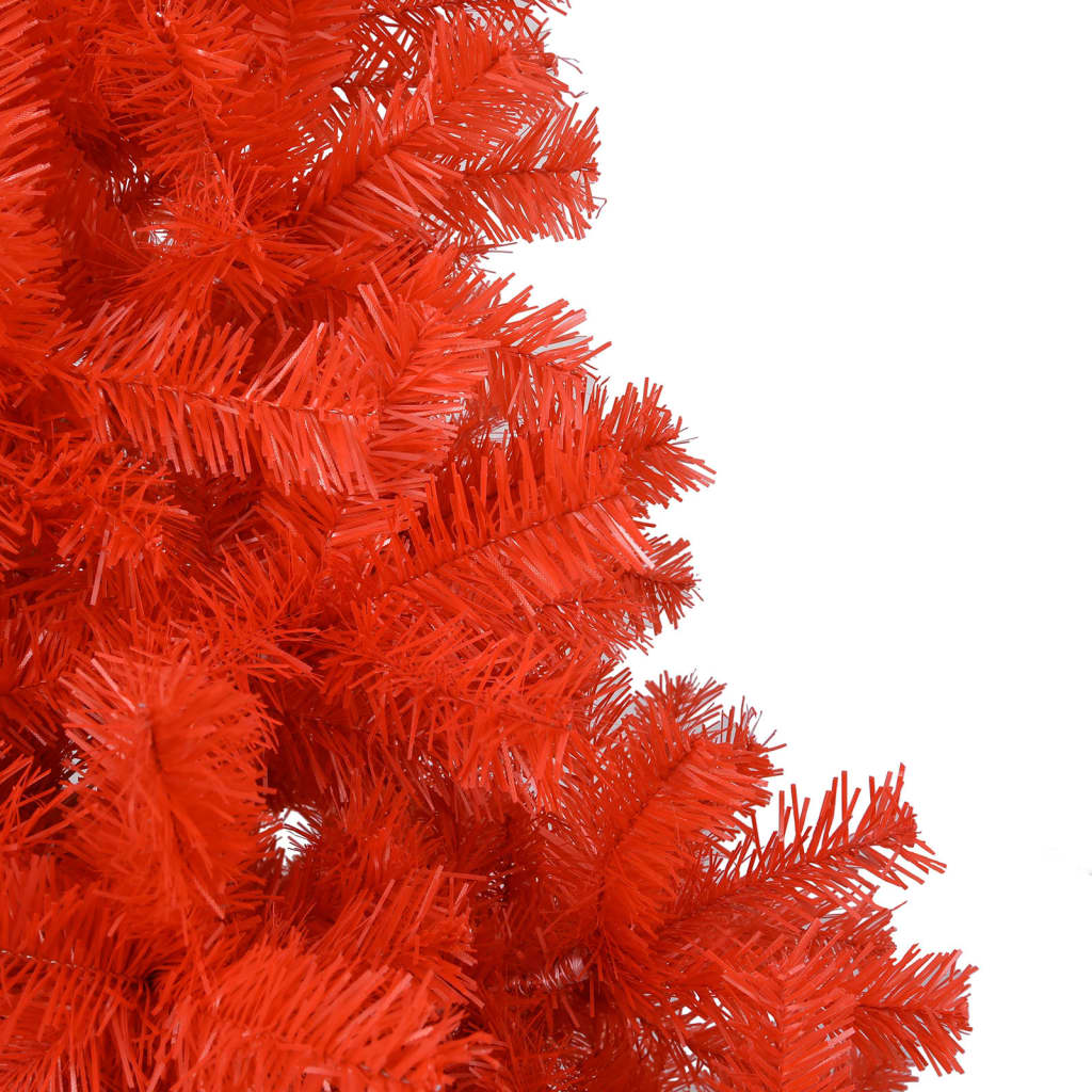 vidaXL valgustusega kunstkuusk kuulidega, punane, 180 cm, PVC