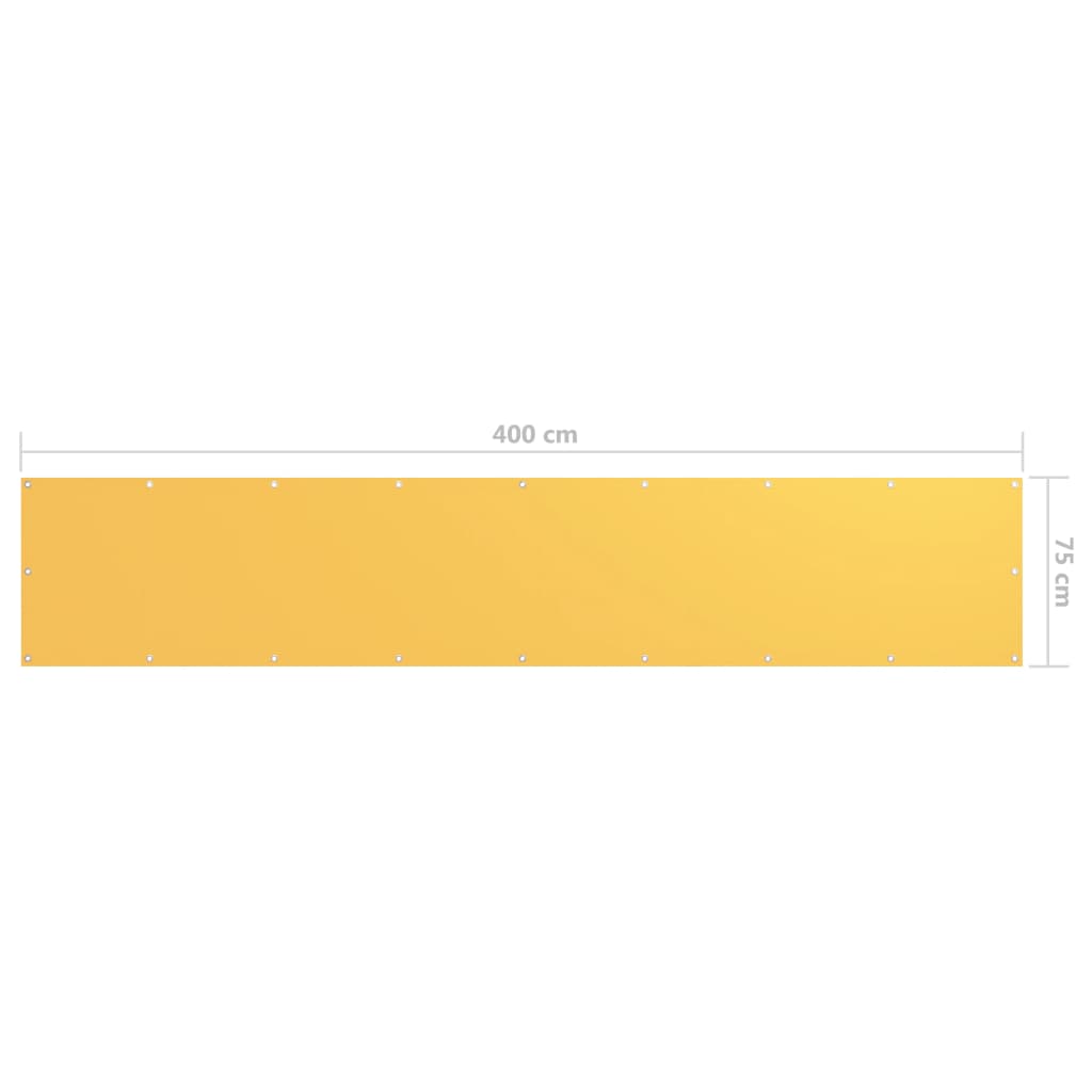 vidaXL rõdusirm, kollane, 75 x 400 cm, oxford-kangas