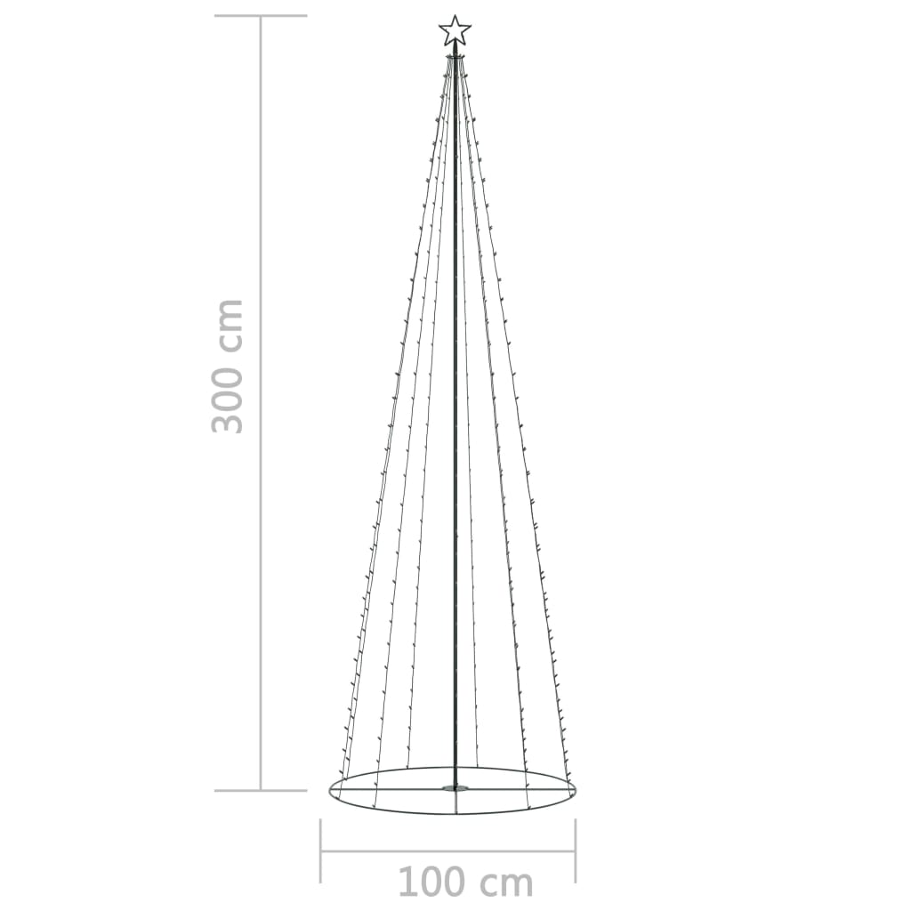 vidaXL koonusekujuline jõulupuu 330 sooja valget LEDi, 100 x 300 cm