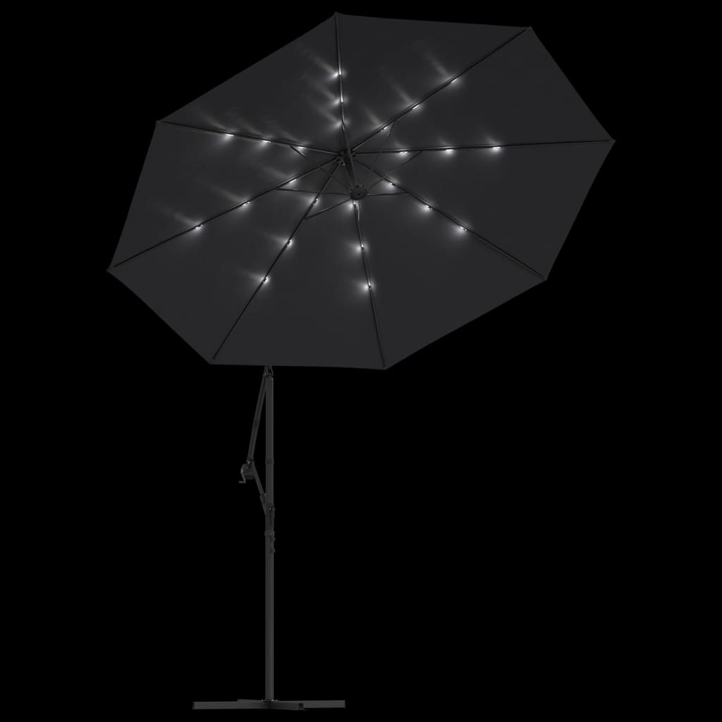 vidaXL konsooldisainiga päikesevari LED, teraspost 300 cm must
